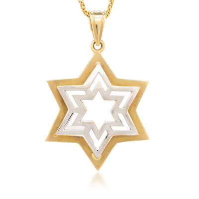 14K Yellow & White Gold Layered Star of David