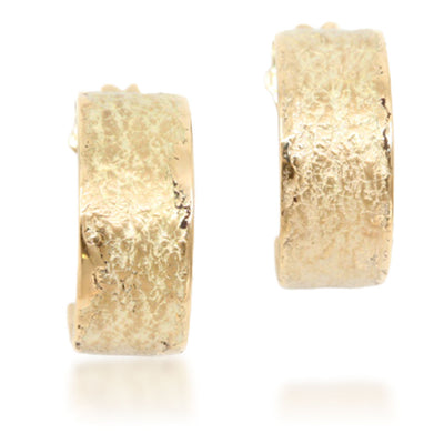 Earthy Textured Gold Half Hoop Earring