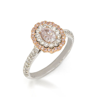 Double Halo Fancy Light Pink Diamond Ring