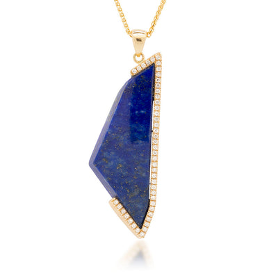 Lapis Lazuli & Diamonds Israel Pendant, Large