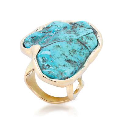 Turquoise Lagoon Cocktail Ring In Perspective on a white background 