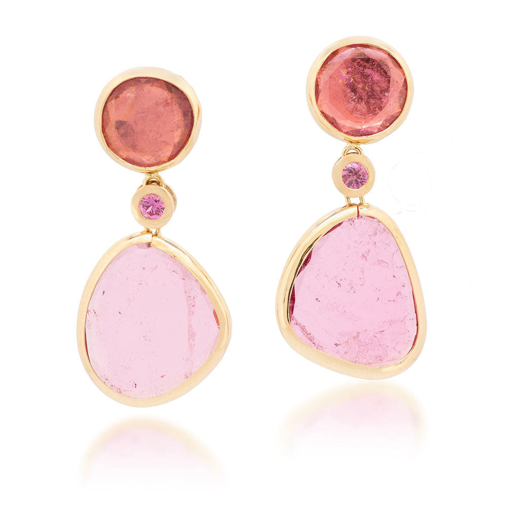 owol. ARC Pierce Tiny【Pink Gold】 Duo-Tone Tourmaline Drops | Danny Eliav Jewelry